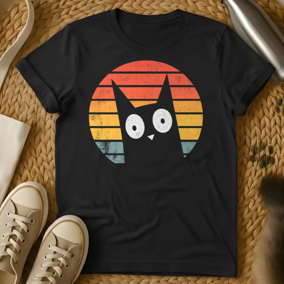 Wondering Cat Tee - Black Cat T-Shirt