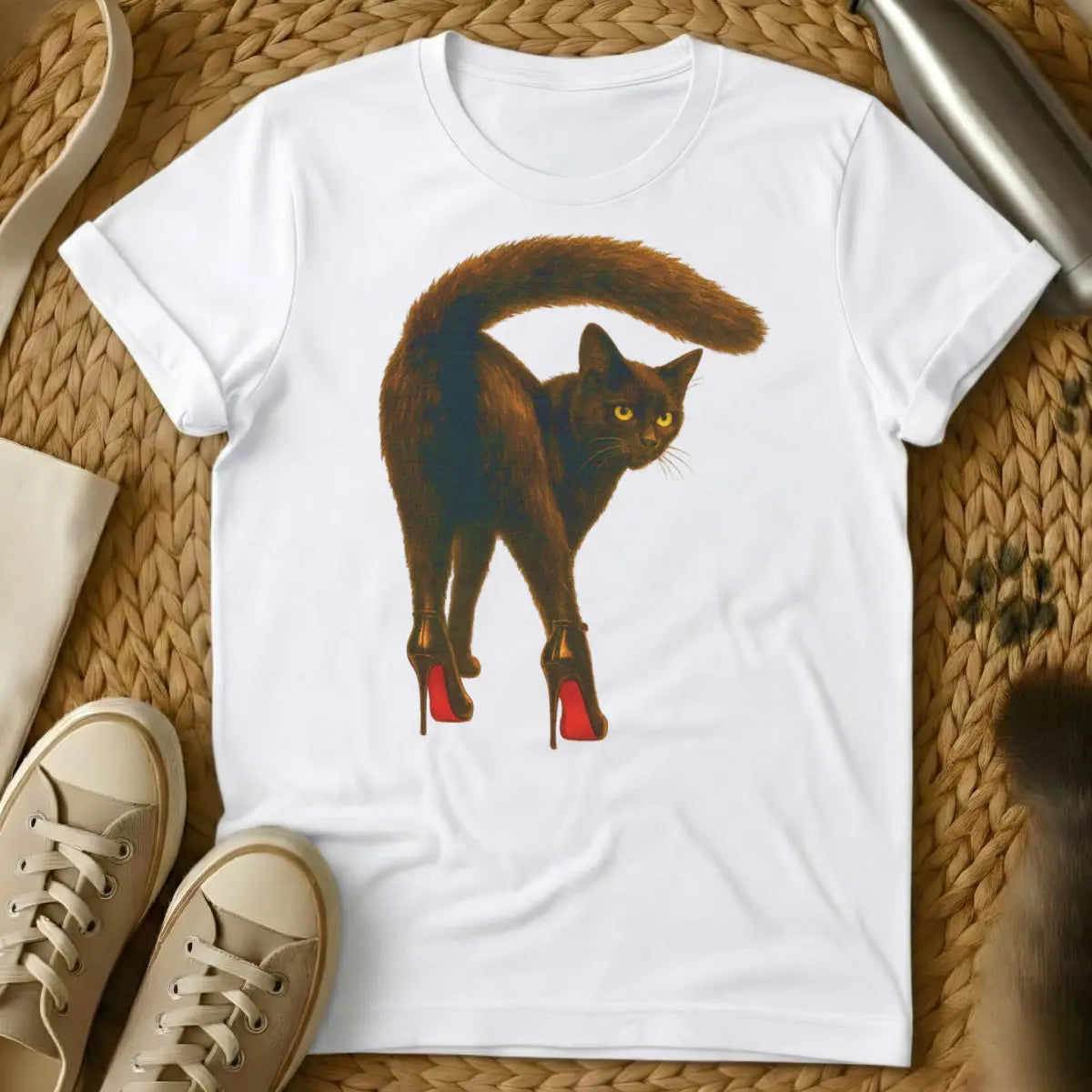 High Heels Cat Shirt - White Cat T-Shirt