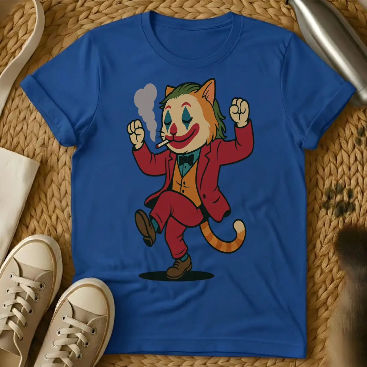 Joker Cat T-Shirt - Blue Cat T-Shirt