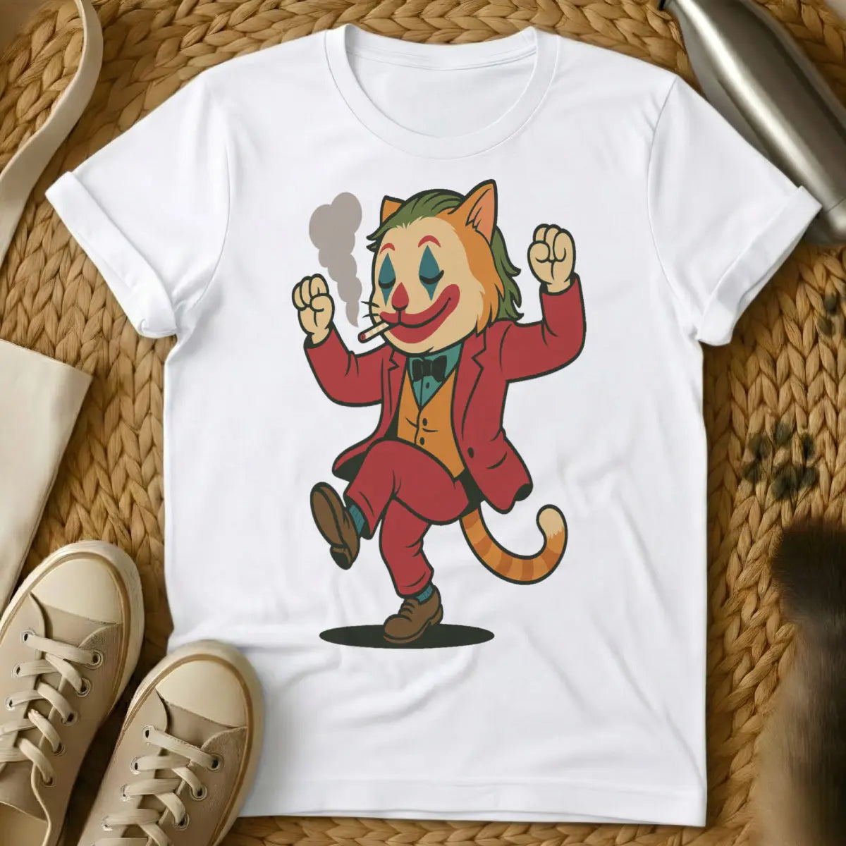 Joker Cat T-Shirt - White Cat T-Shirt