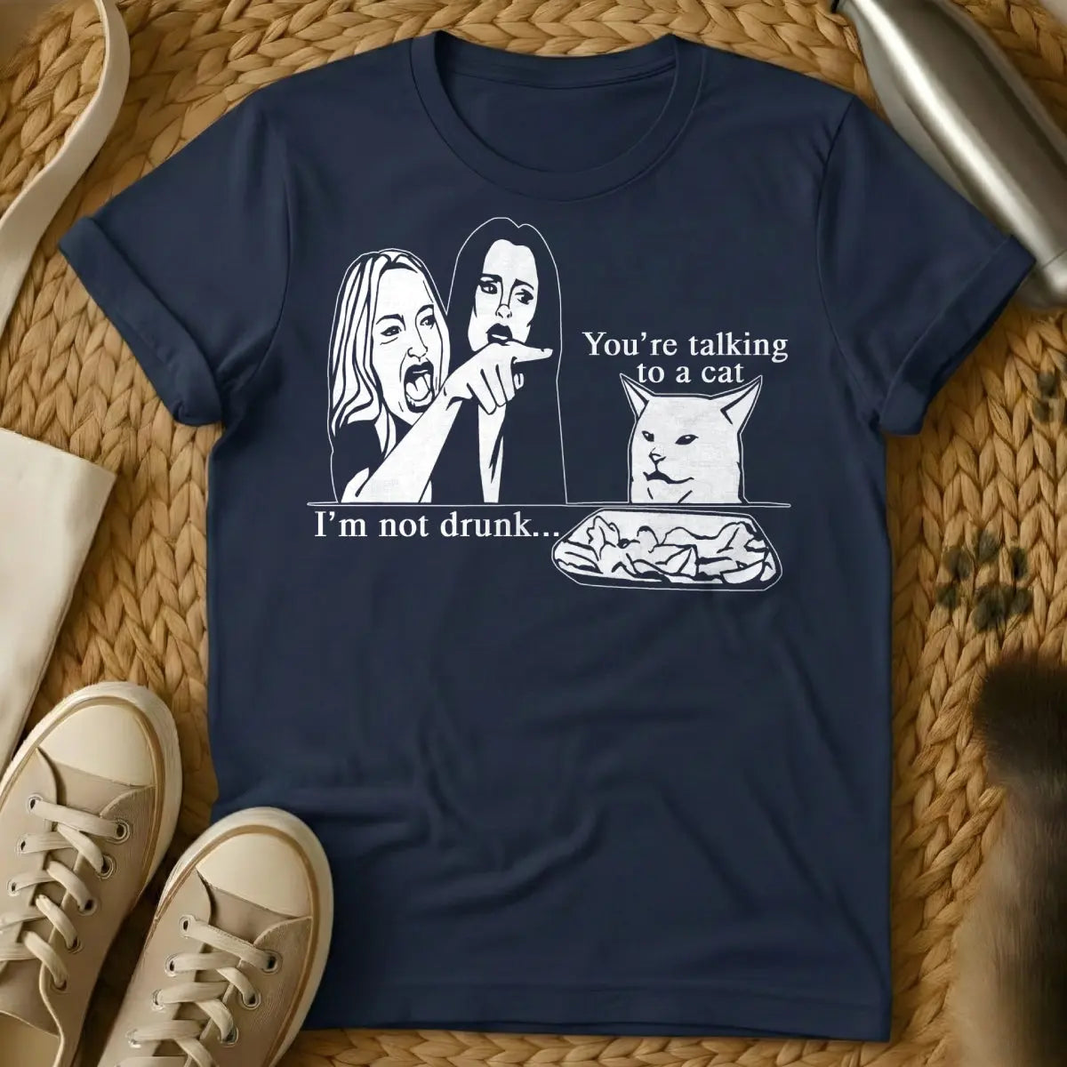 Cat Meme Cat Shirt - Navy T-Shirt - cat distribution system, digital feline art, internet folklore