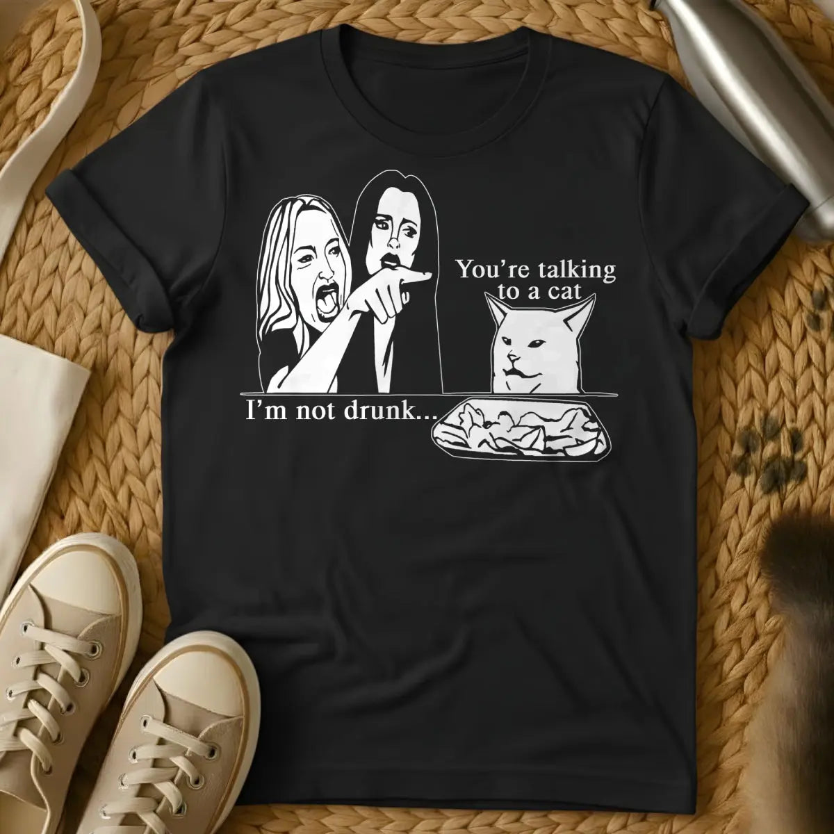 Cat Meme Cat Shirt - Black T-Shirt - cat distribution system, digital feline art, internet folklore