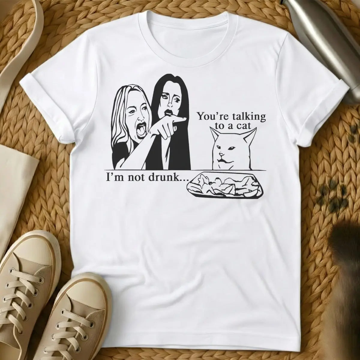 Cat Meme Cat Shirt - White T-Shirt - cat distribution system, digital feline art, internet folklore