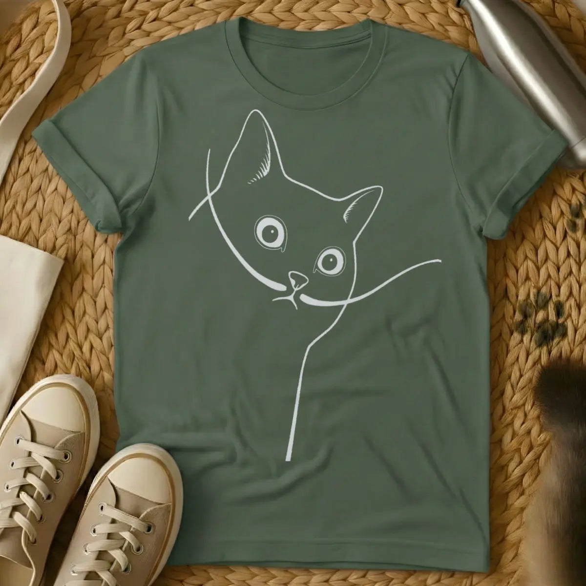 Salvador Dalí Cat Shirt - Military Green Cat T-Shirt