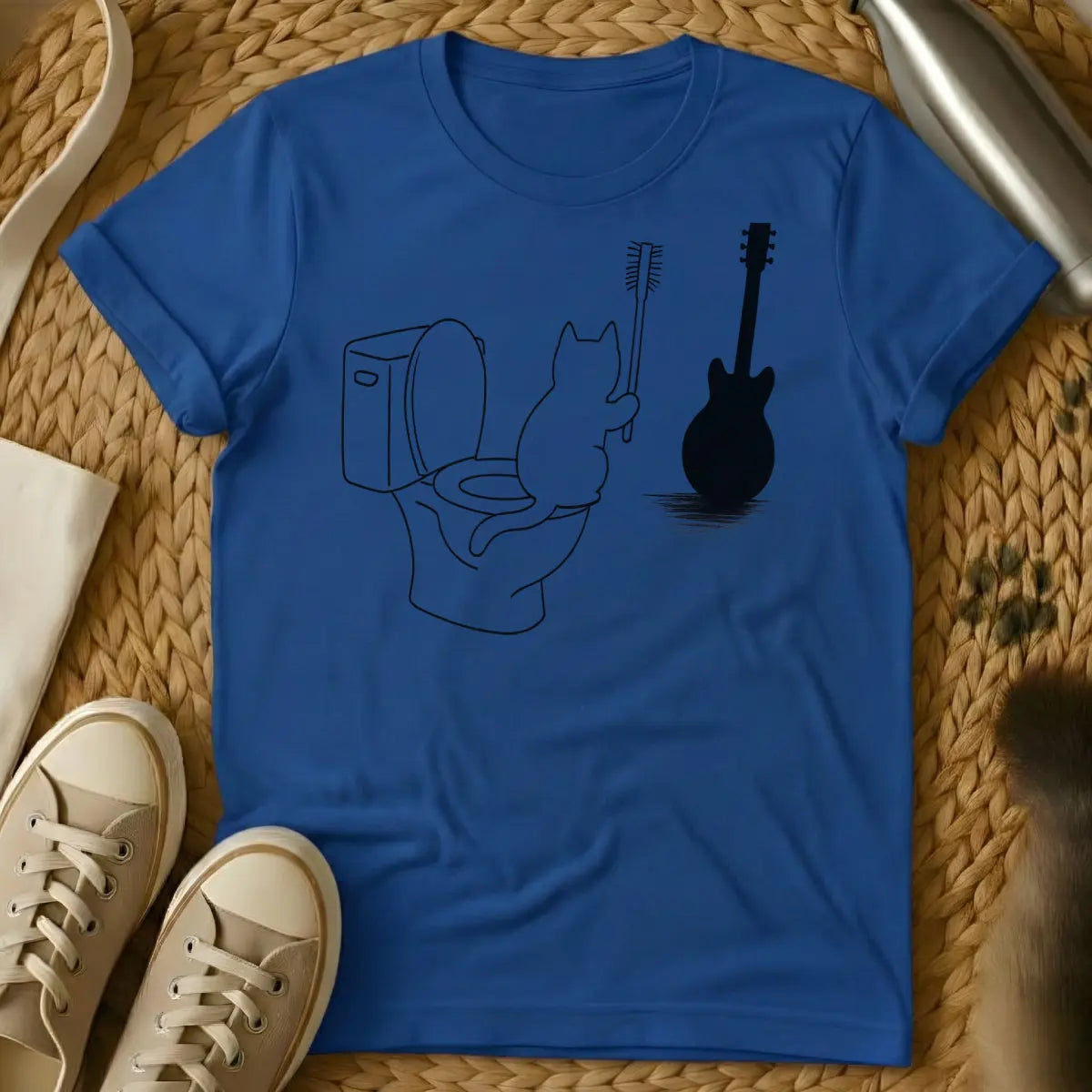 Guitar Cat Shirt - Blue Cat T-Shirt