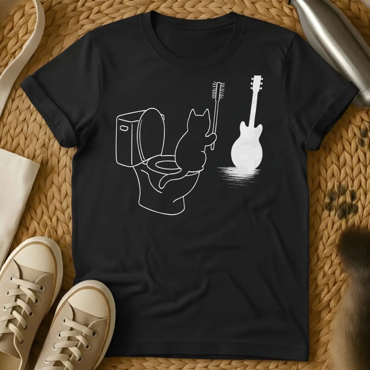 Guitar Cat Shirt - Black Cat T-Shirt