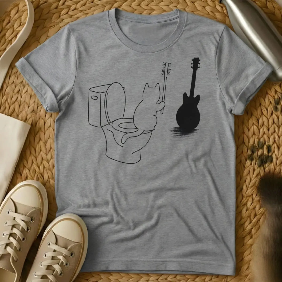 Guitar Cat Shirt - Gray Cat T-Shirt