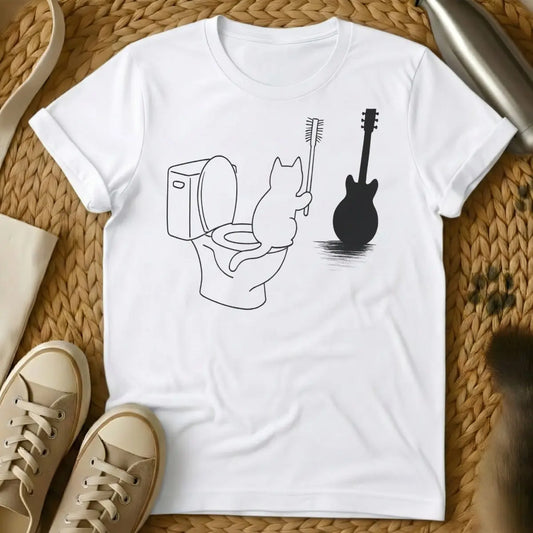 Guitar Cat Shirt - White Cat T-Shirt