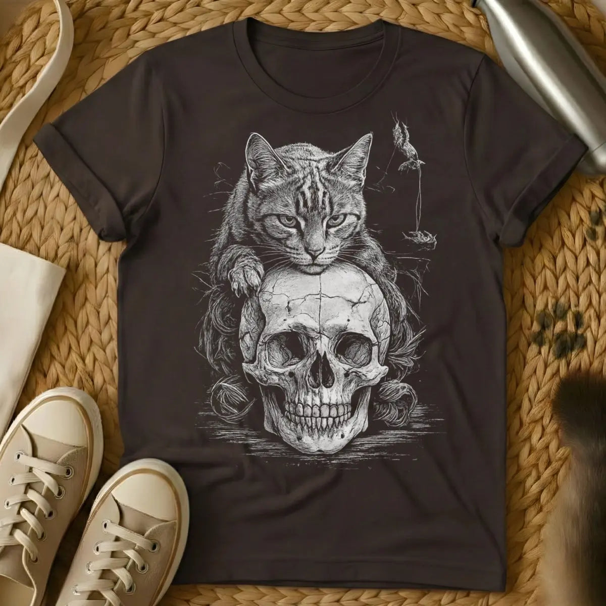 Skull Shirt - Dark Chocolate Cat T-Shirt