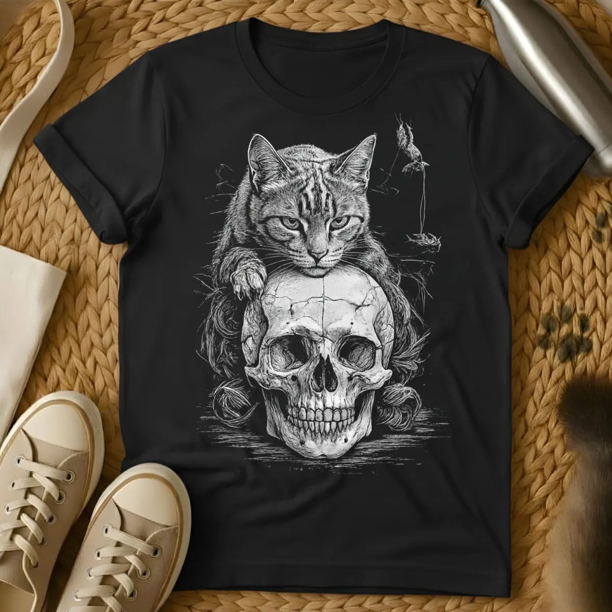 Skull Shirt - Black Cat T-Shirt