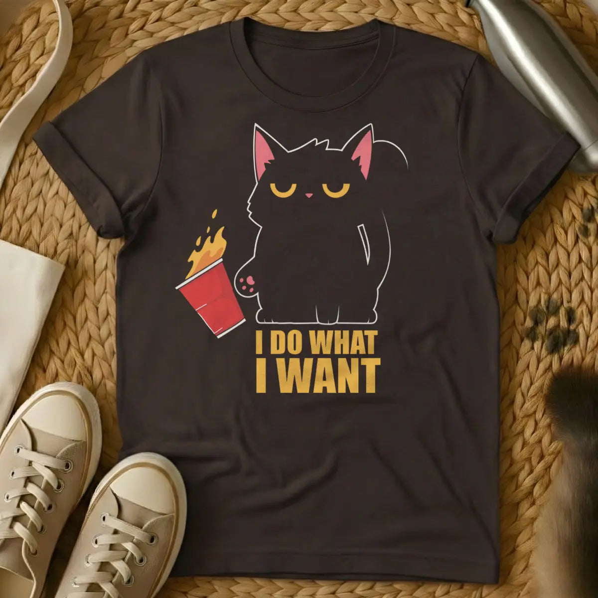 I Do What I Want Shirt - Dark Chocolate Cat T-Shirt