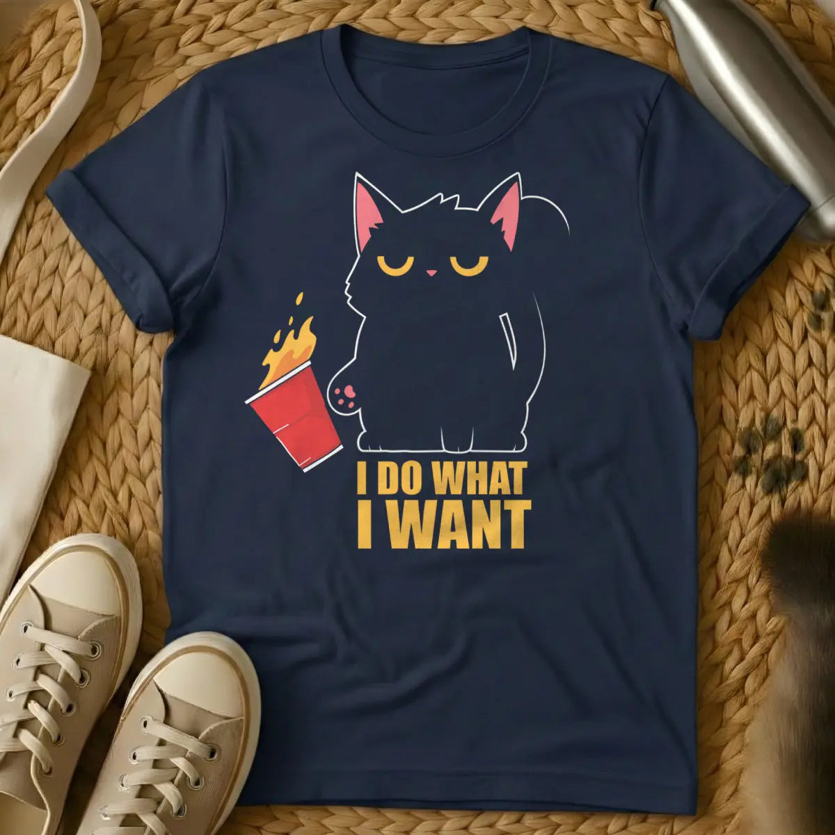 I Do What I Want Shirt - Navy Cat T-Shirt