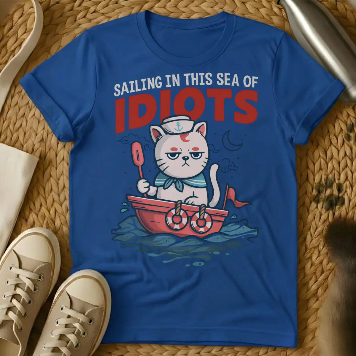 Idiots Shirt - Blue Cat T-Shirt