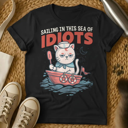 Idiots Shirt - Black Cat T-Shirt