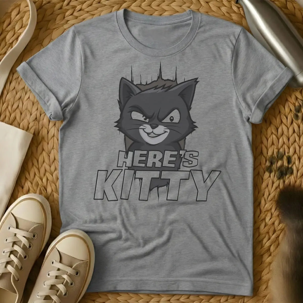 Here's Johnny Cat Shirt - Gray Cat T-Shirt