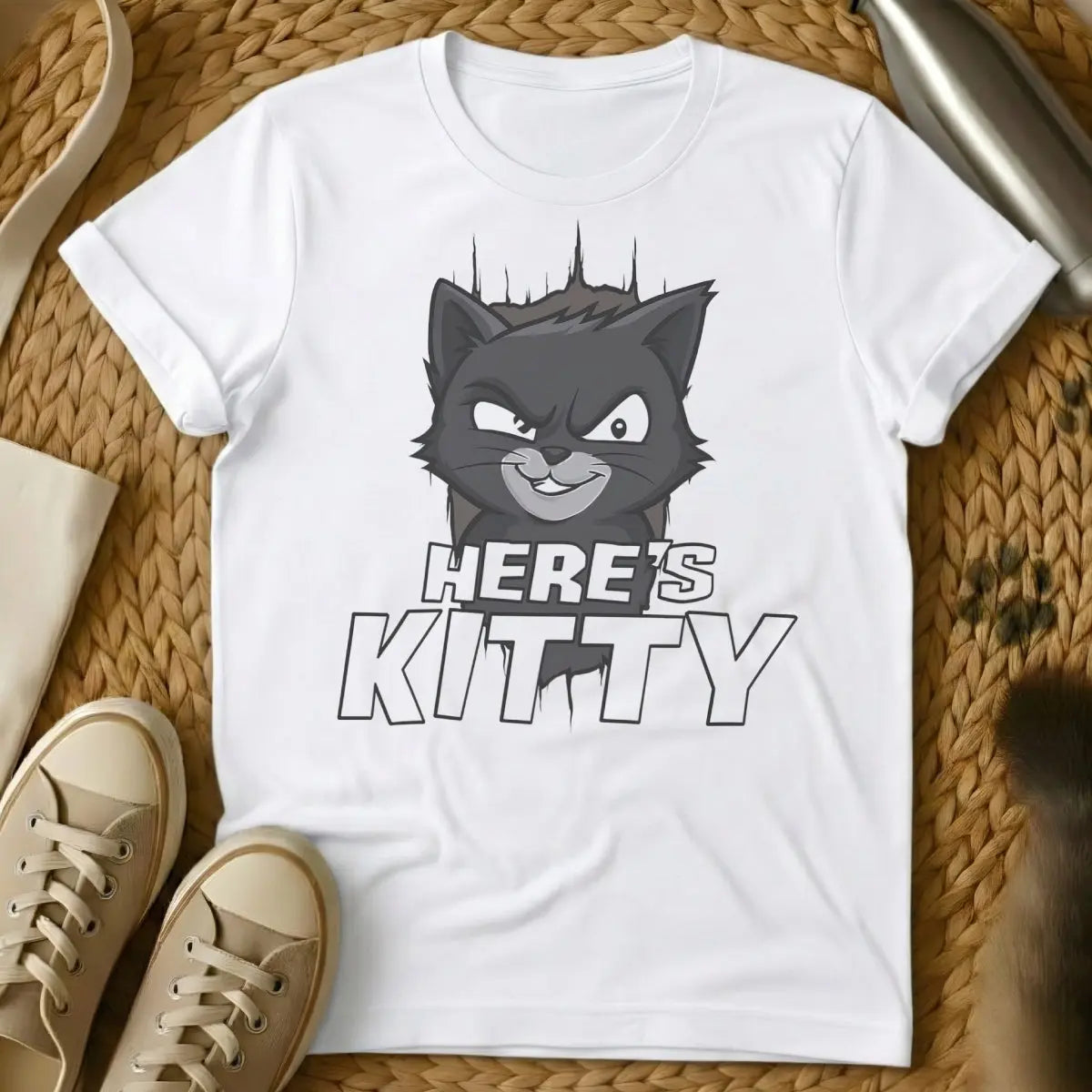 Here's Johnny Cat Shirt - White Cat T-Shirt