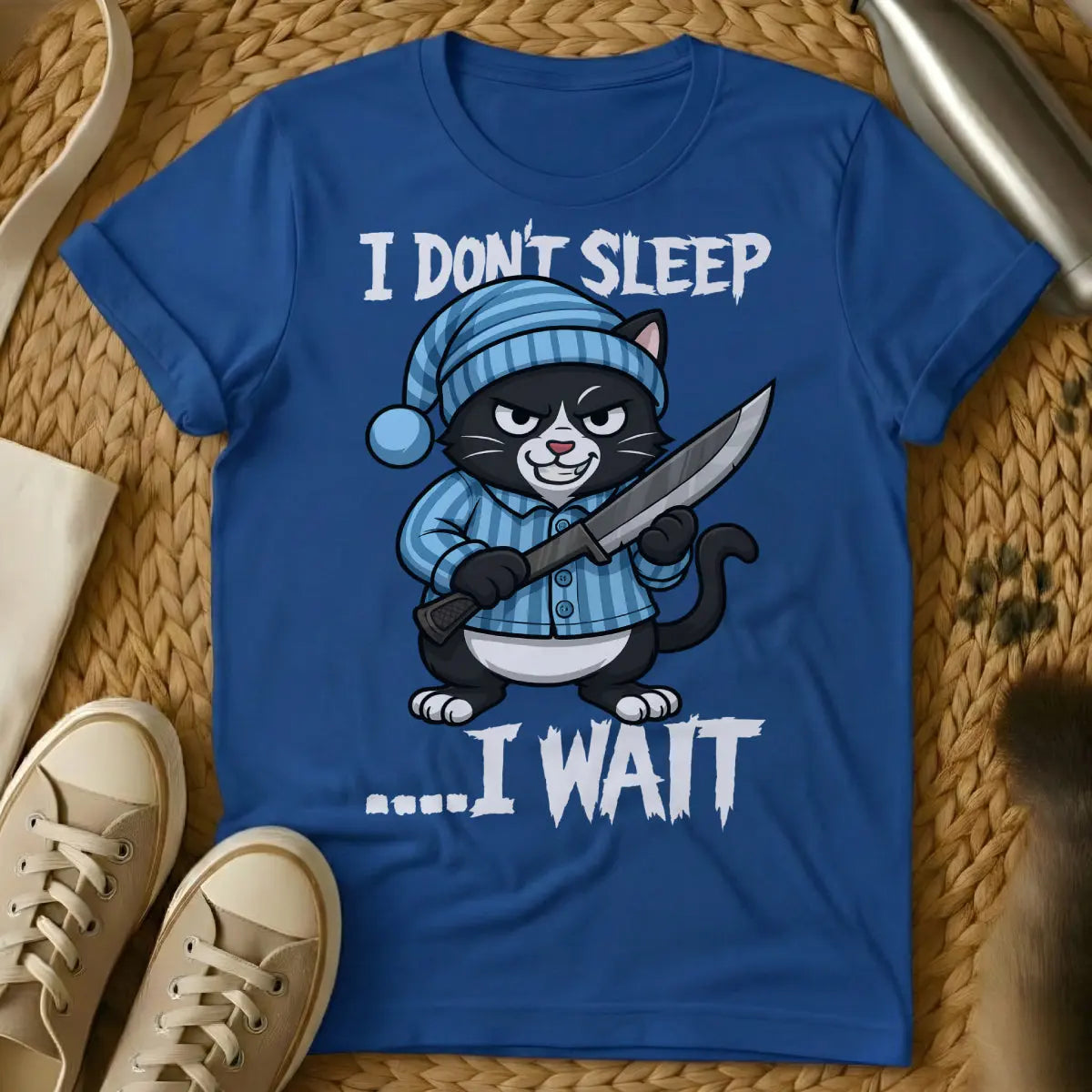 I Wait Shirt - Blue Cat T-Shirt