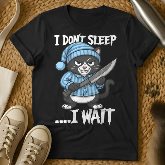 I Wait Shirt - Black Cat T-Shirt