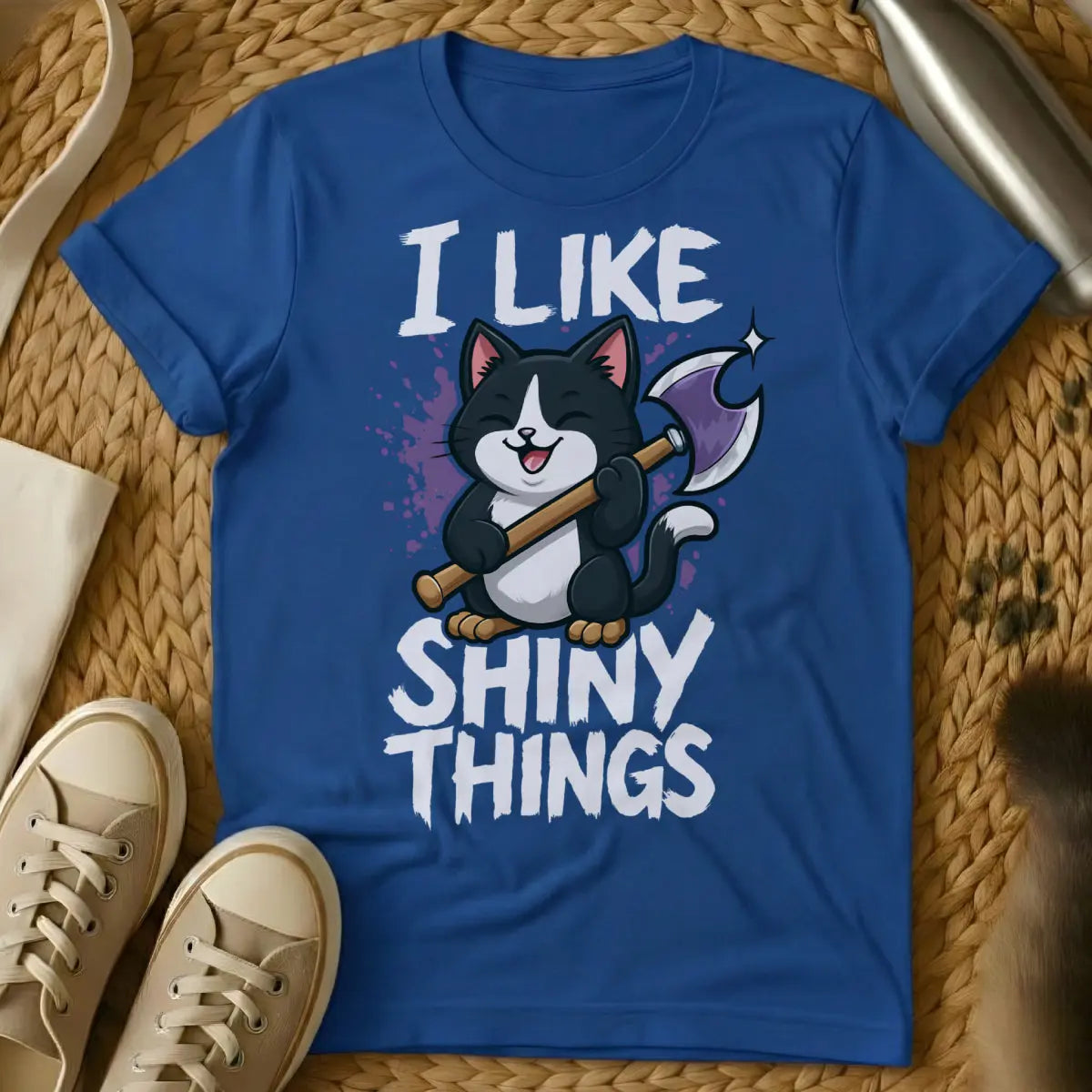 Shiny Things Shirt - Blue Cat T-Shirt