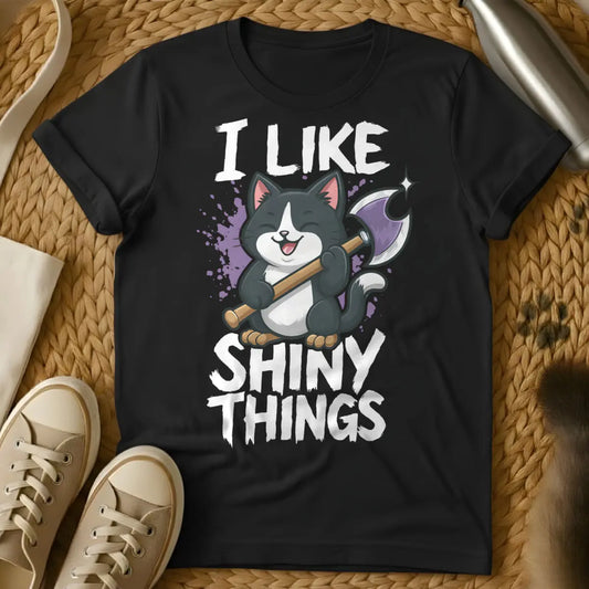 Shiny Things Shirt - Black Cat T-Shirt