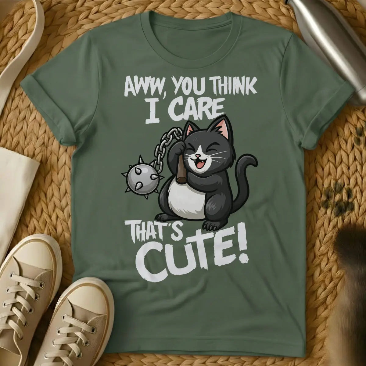 Dont Care Shirt - Military Green T-Shirt - anti-social animal, dgaf fashion, edgy pet humor