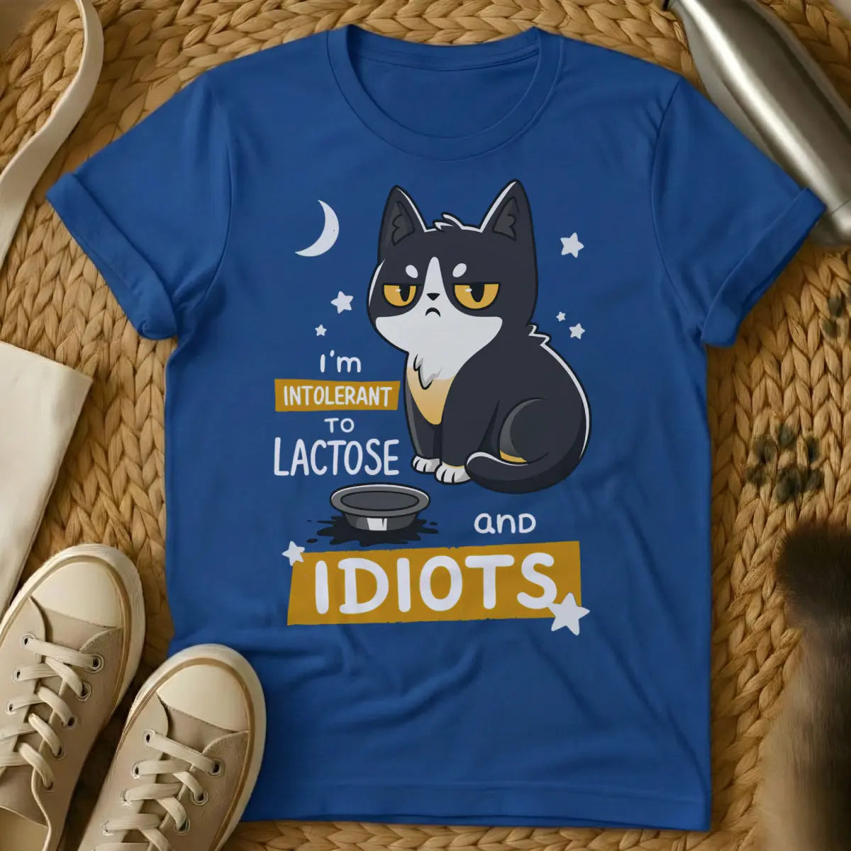 Lactose Intolerant Cat Shirt - Blue Cat T-Shirt