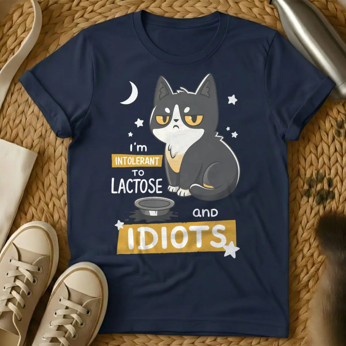 Lactose Intolerant Cat Shirt - Navy Cat T-Shirt
