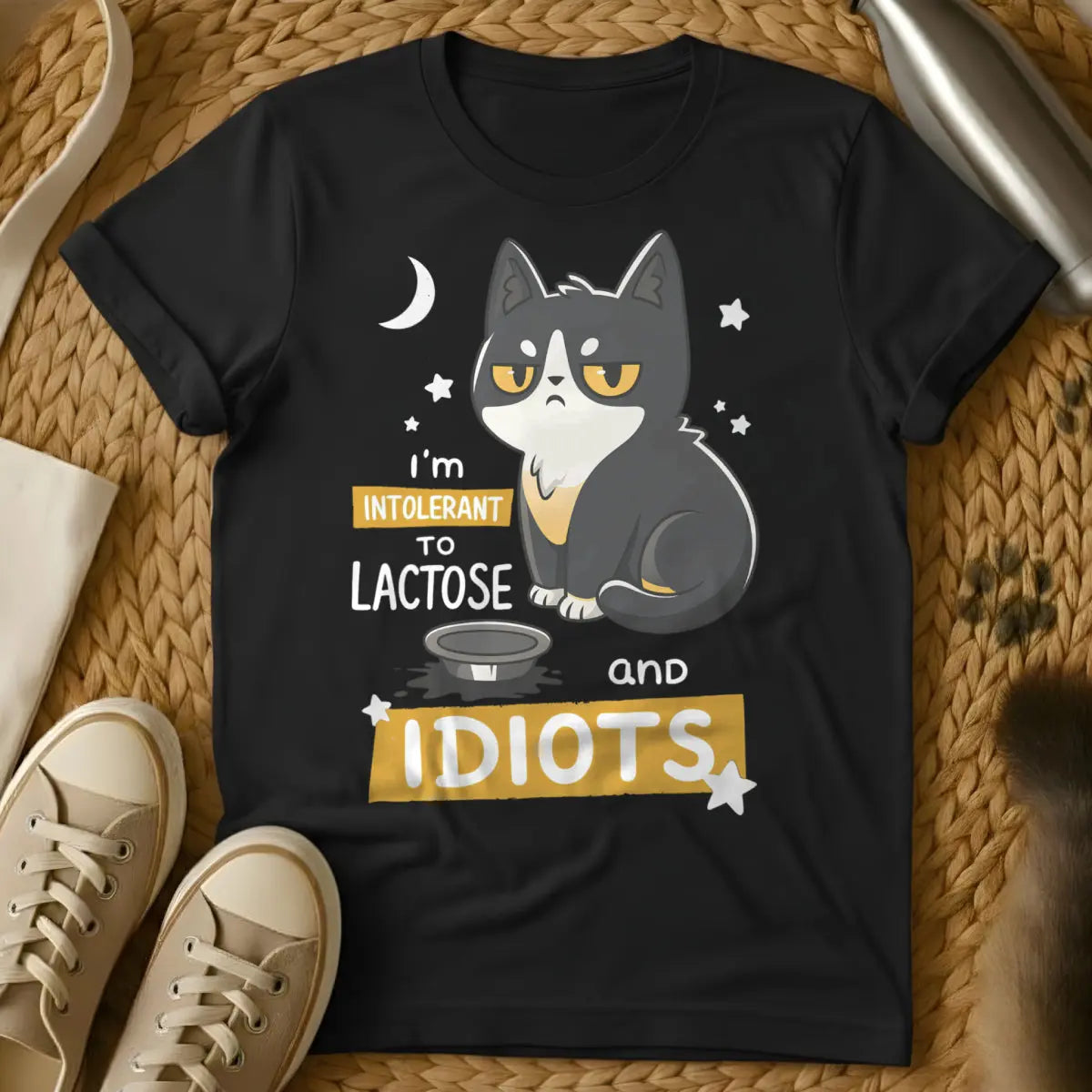 Lactose Intolerant Cat Shirt - Black Cat T-Shirt