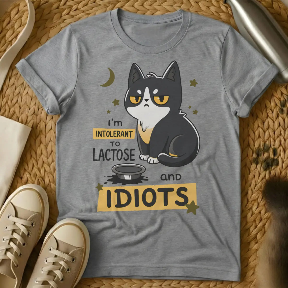 Lactose Intolerant Cat Shirt - Gray Cat T-Shirt