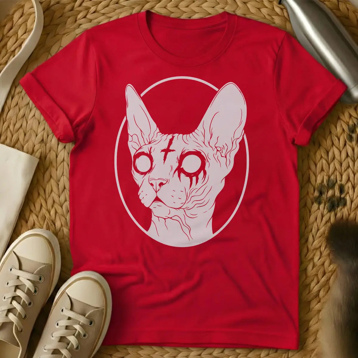 Goth Cat Shirt - Red Cat T-Shirt