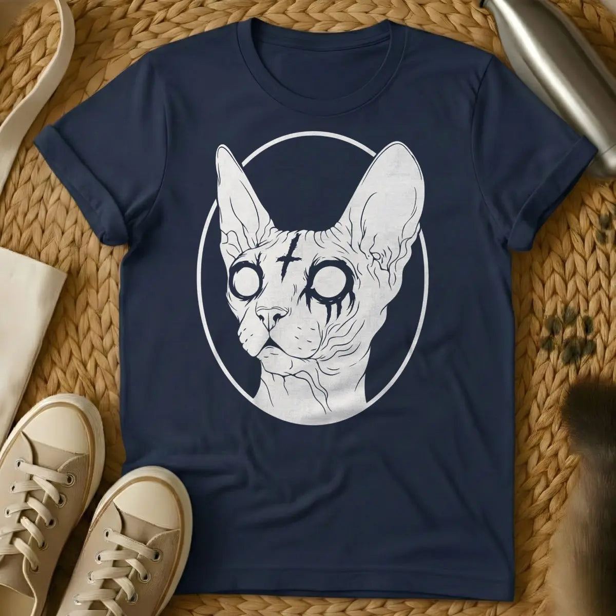 Goth Cat Shirt - Navy Cat T-Shirt