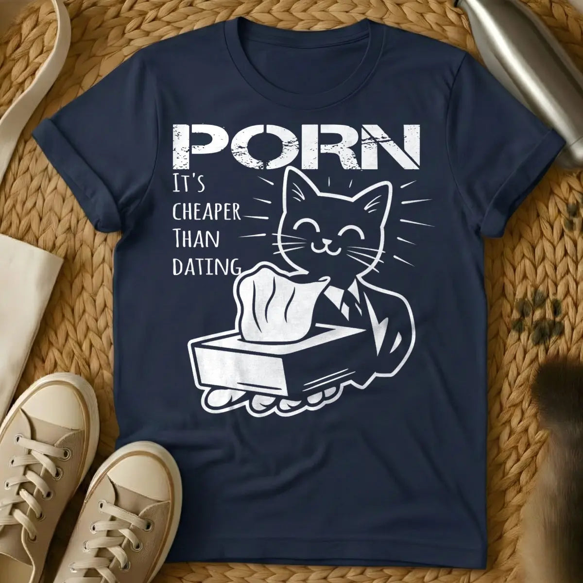 Porn Shirt - Navy Cat T-Shirt
