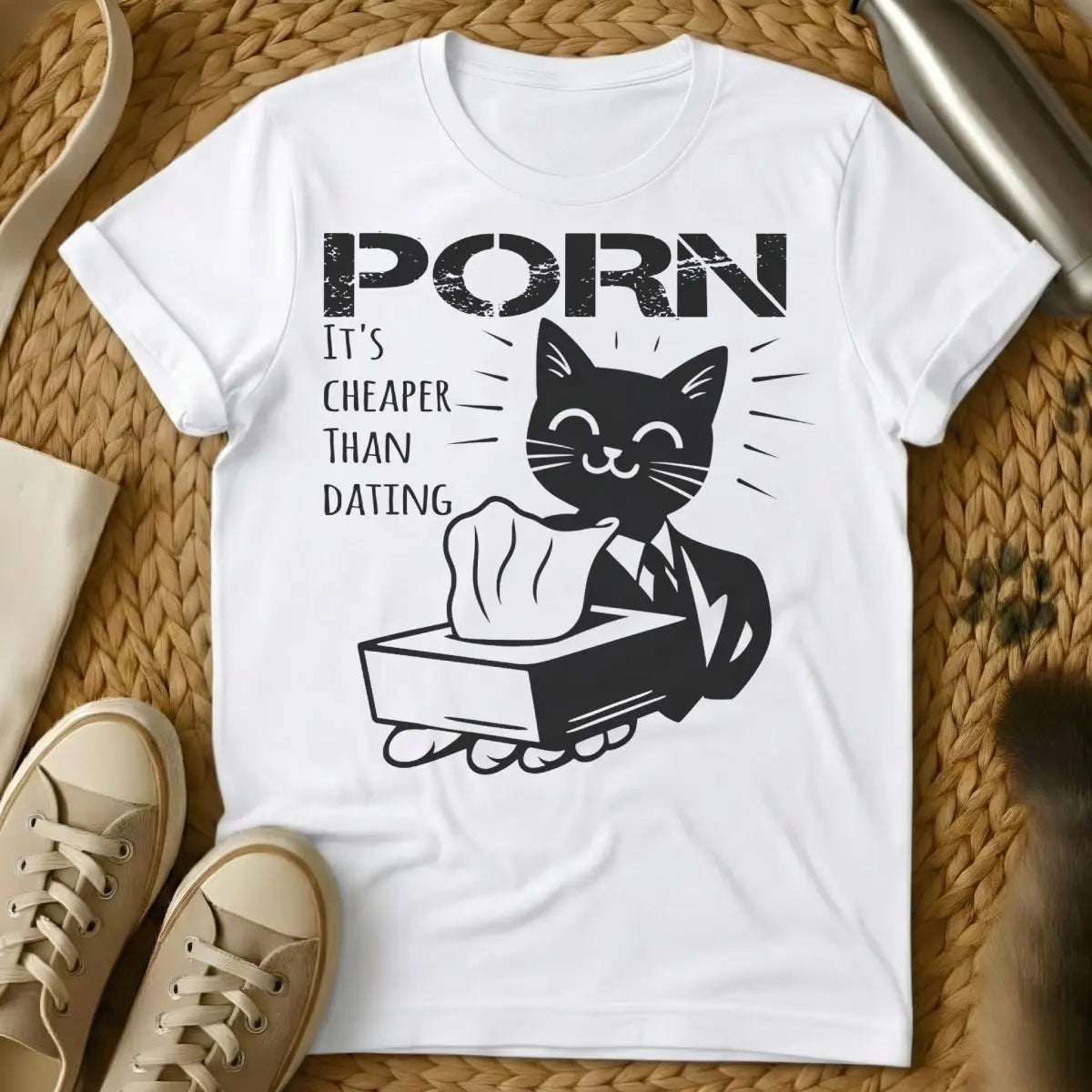 Porn Shirt - White Cat T-Shirt