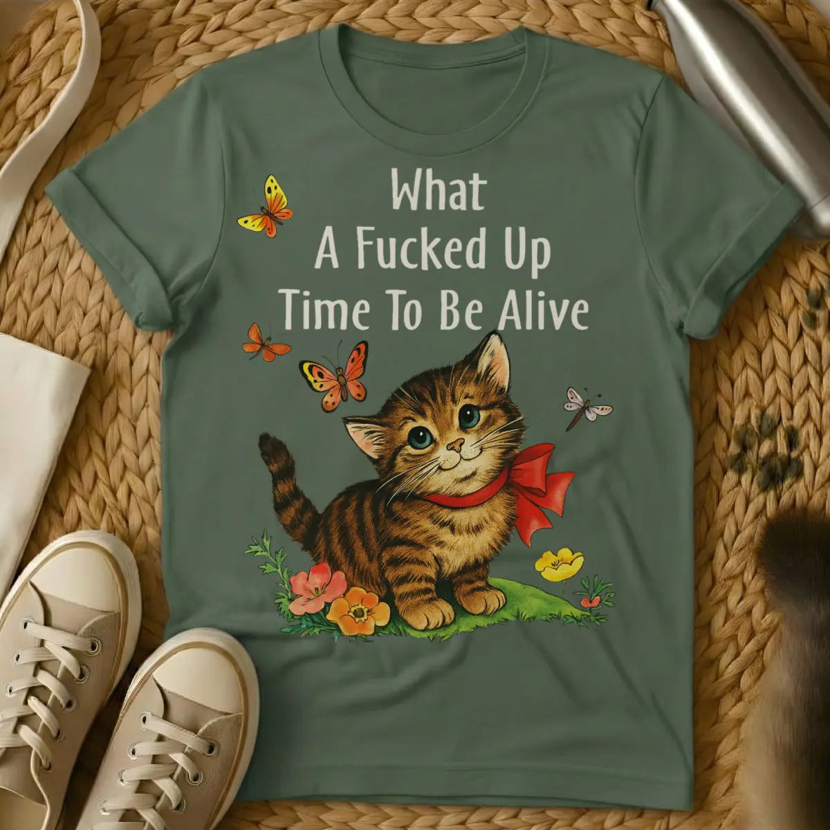 Alive T Shirt - Navy T-Shirt - cursedcore aesthetic, existential humor art, retro illustration style