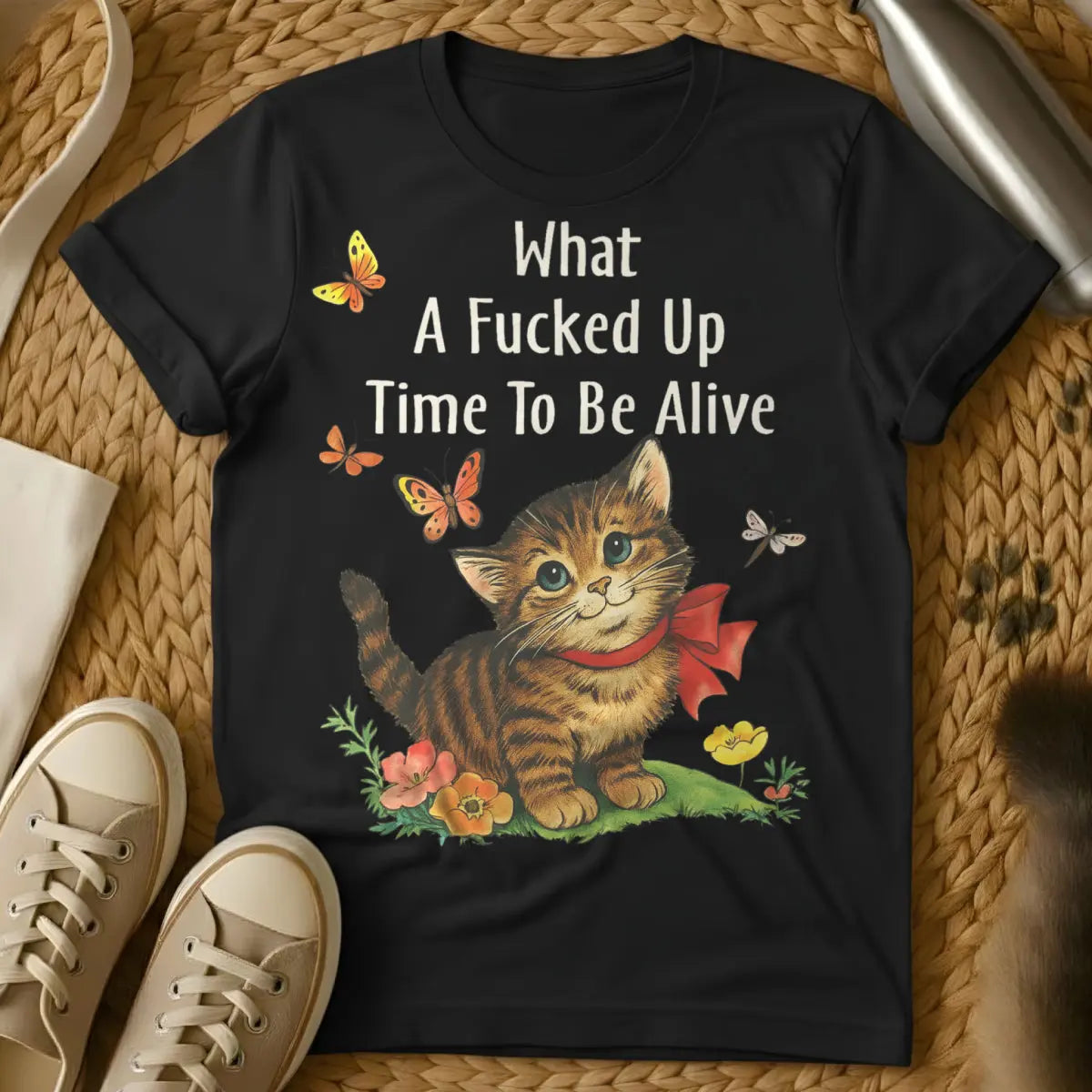 Alive T Shirt - Black T-Shirt - cursedcore aesthetic, existential humor art, retro illustration style