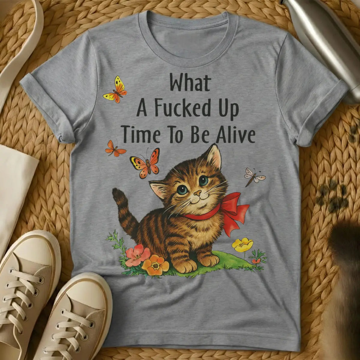 Alive T Shirt - Gray T-Shirt - cursedcore aesthetic, existential humor art, retro illustration style
