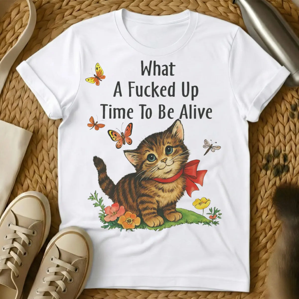 Alive T Shirt - White T-Shirt - cursedcore aesthetic, existential humor art, retro illustration style