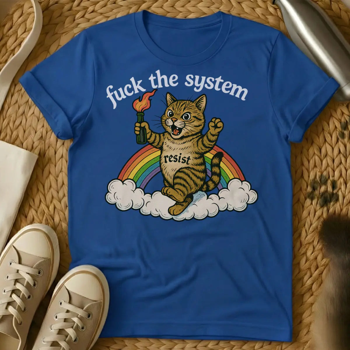Resist Cat Shirt - Blue Cat T-Shirt