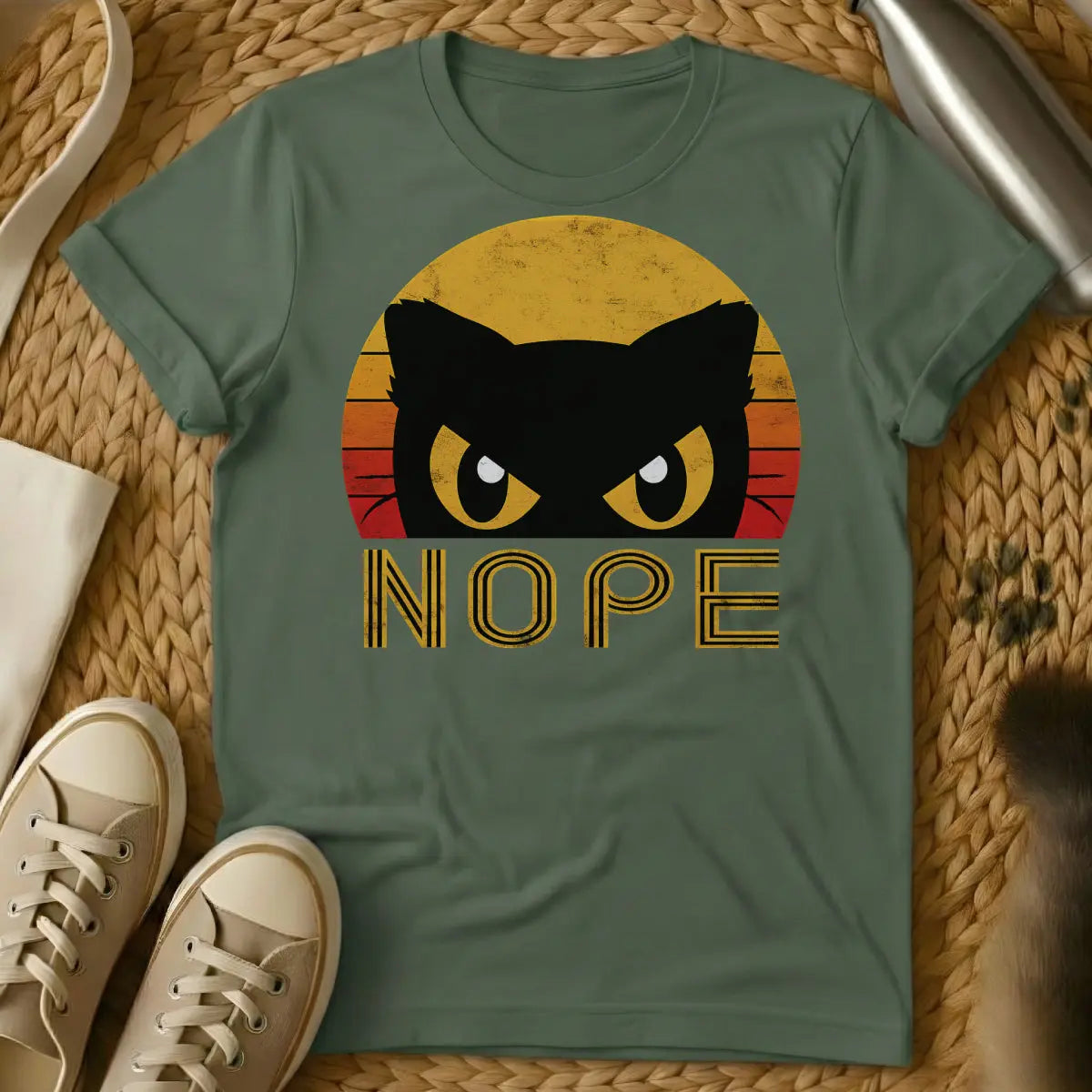Nope Cat Shirt - Military Green Cat T-Shirt