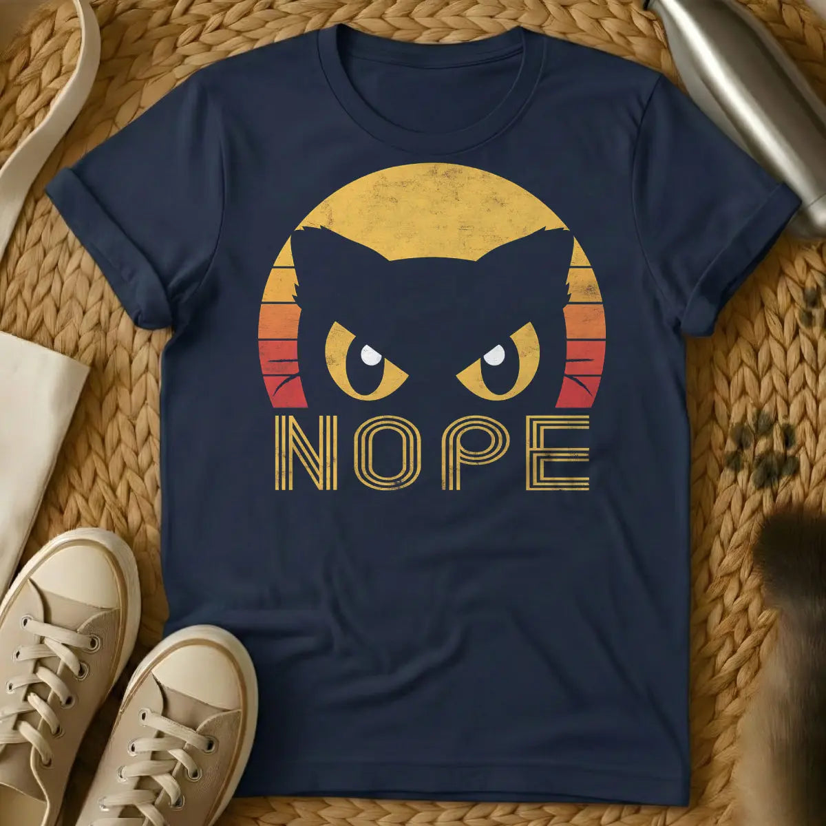 Nope Cat Shirt - Navy Cat T-Shirt
