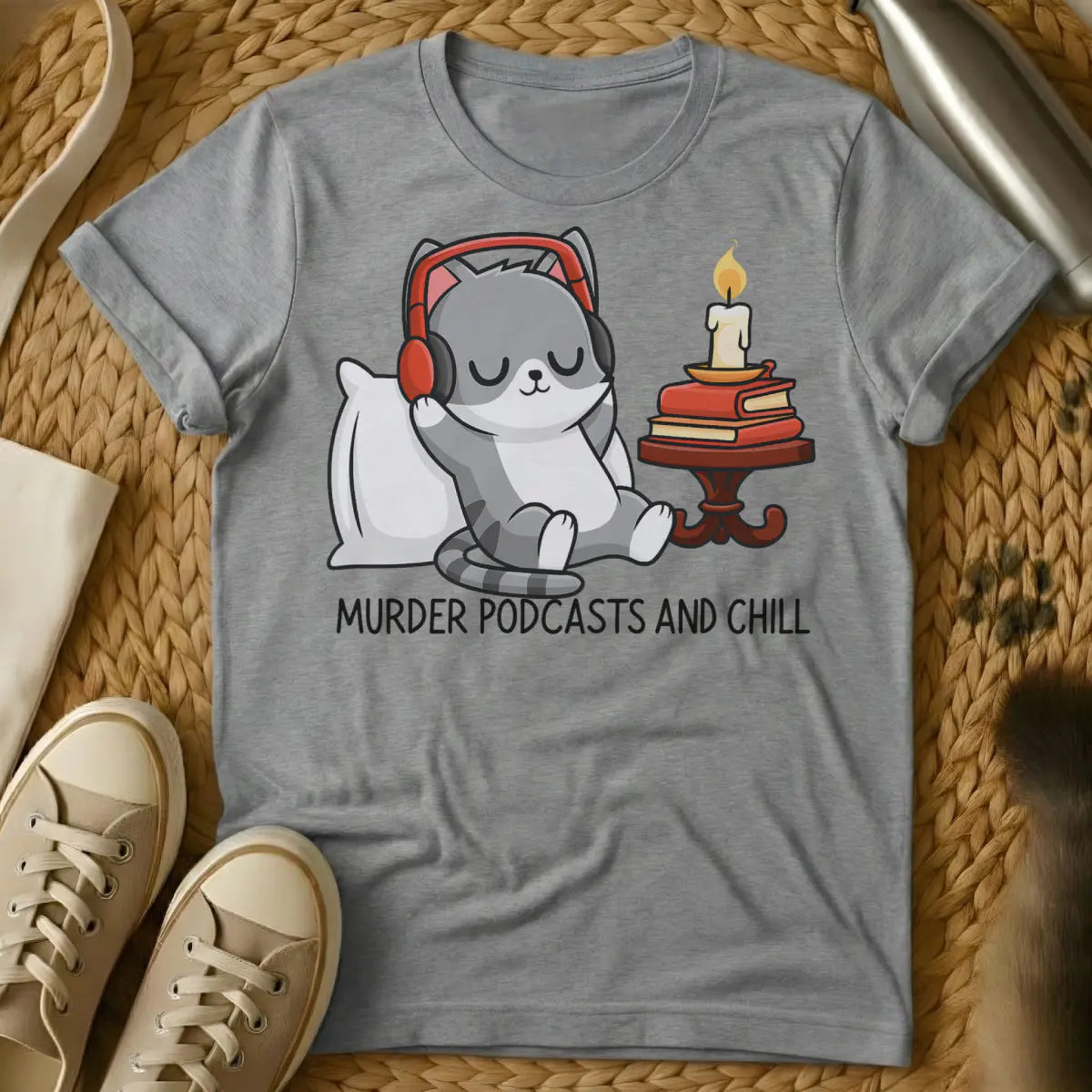Podcast T Shirt - Gray Cat T-Shirt