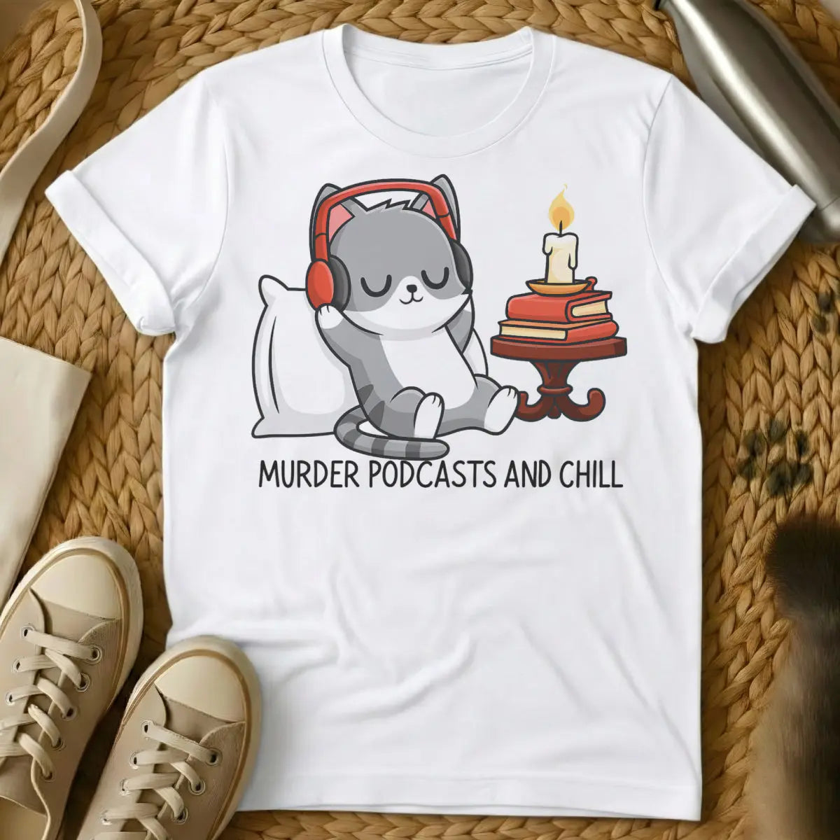 Podcast T Shirt - White Cat T-Shirt