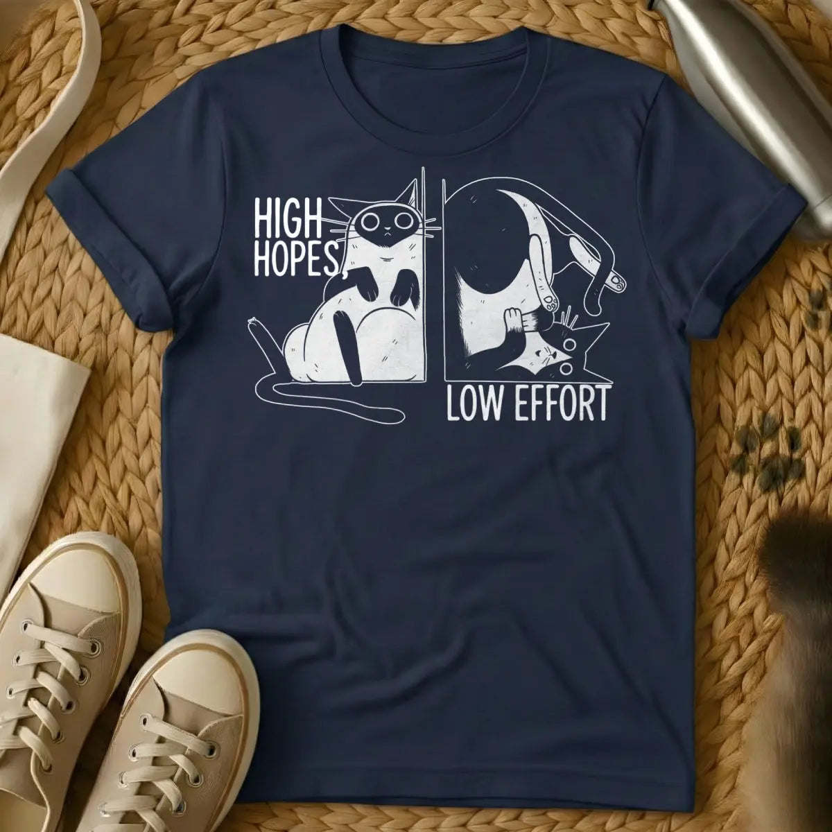 Lazy Cat Shirt - Navy Cat T-Shirt