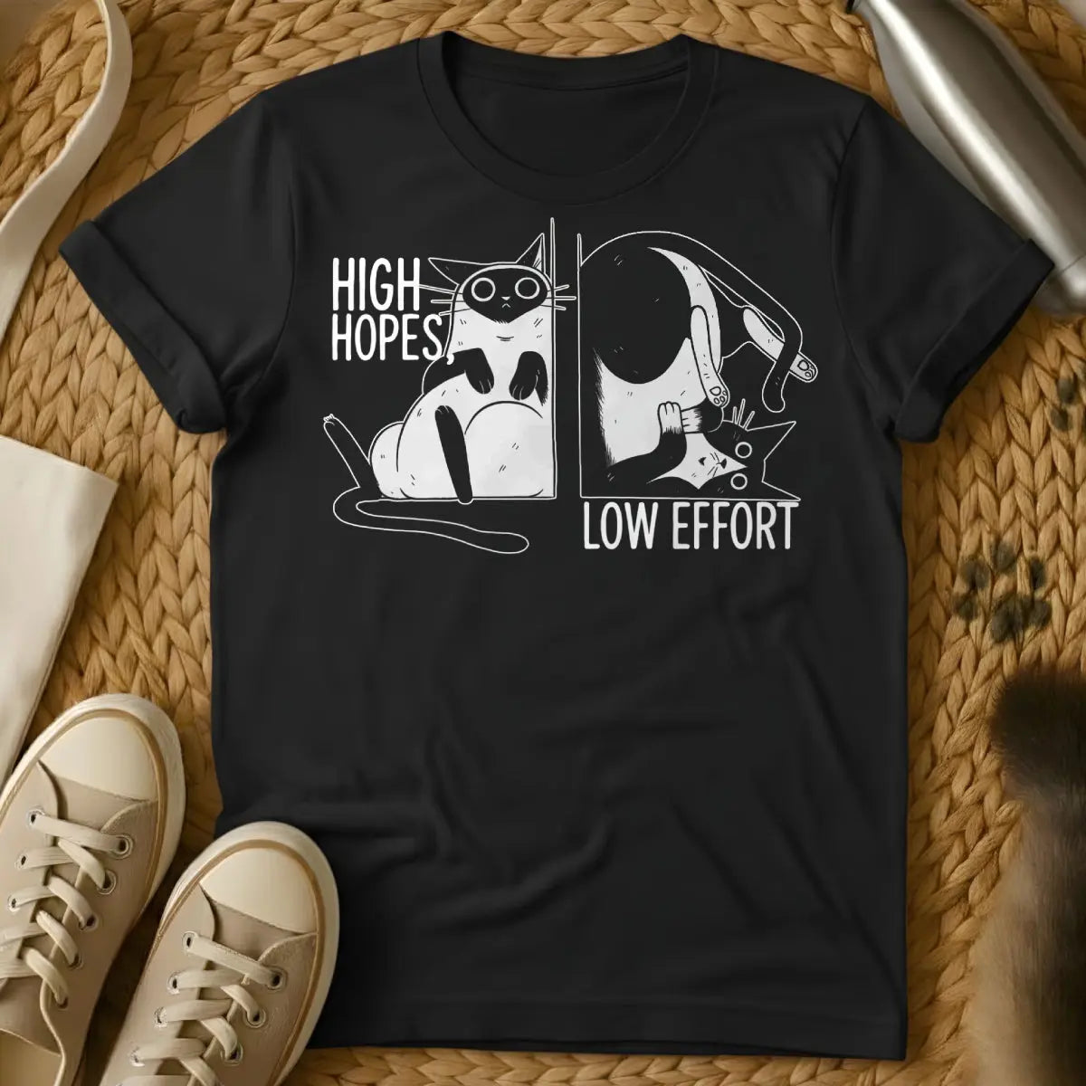 Lazy Cat Shirt - Black Cat T-Shirt
