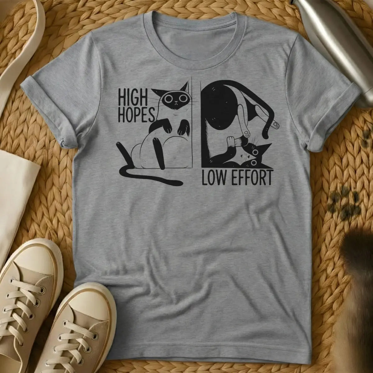 Lazy Cat Shirt - Gray Cat T-Shirt