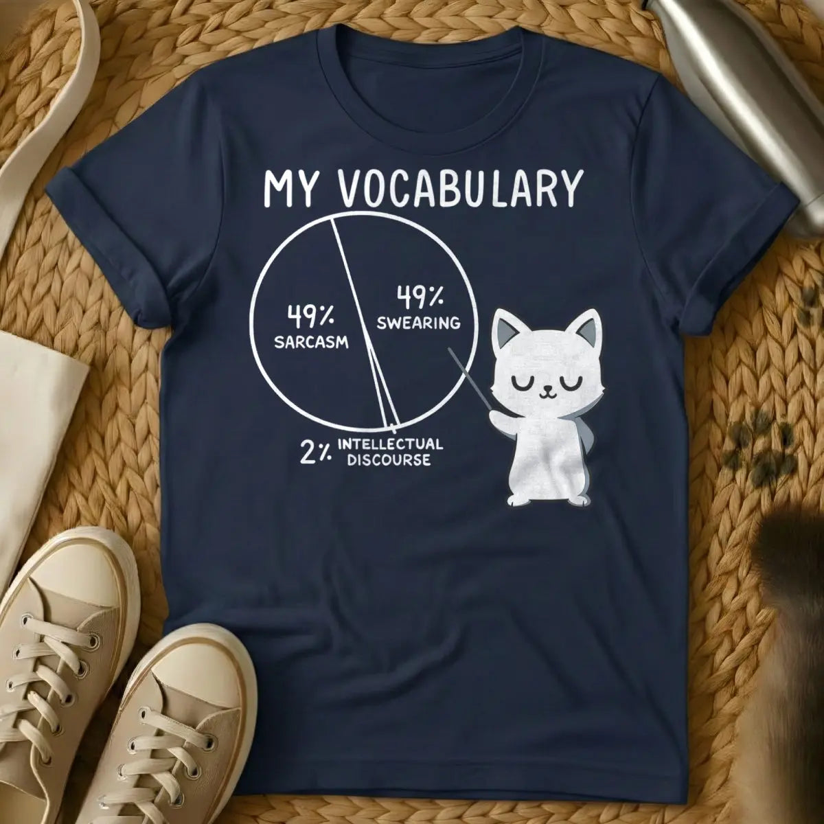 Vocabulary Shirt - Navy Cat T-Shirt