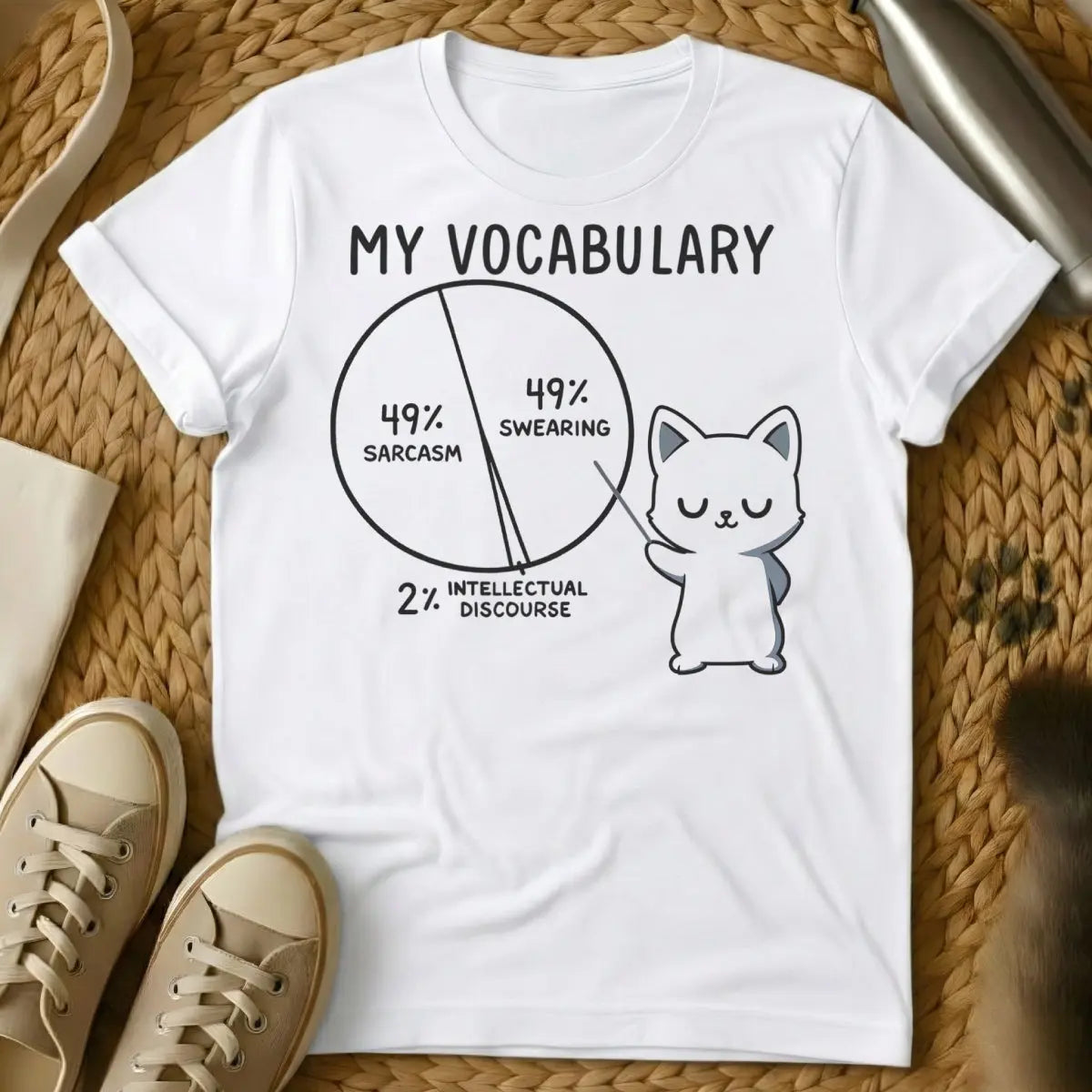 Vocabulary Shirt - White Cat T-Shirt