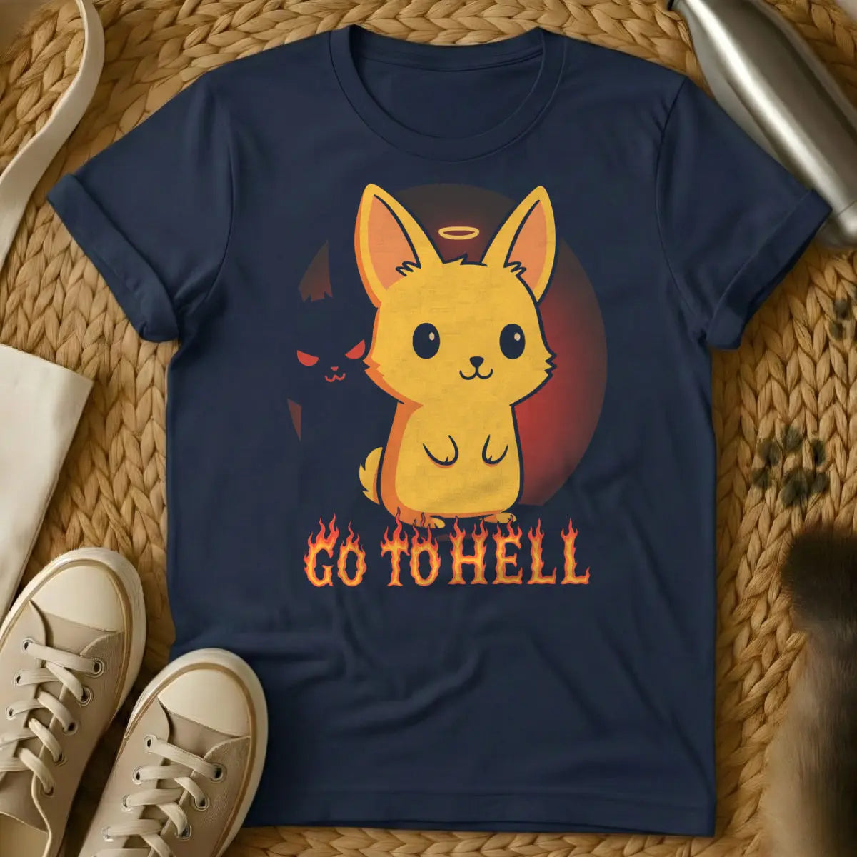 Go to Hell Cat Shirt - Navy Cat T-Shirt