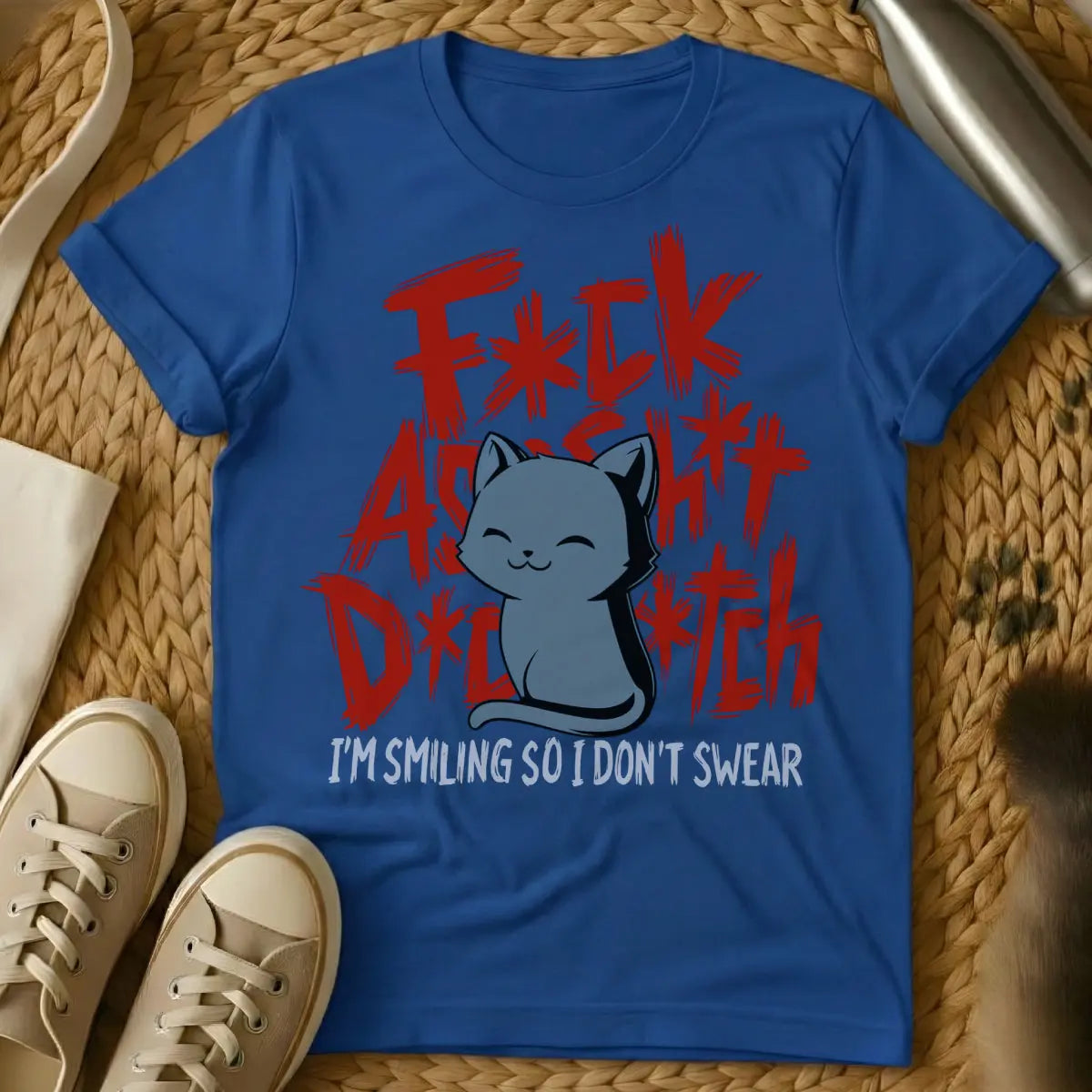 Smile T Shirt - Blue Cat T-Shirt