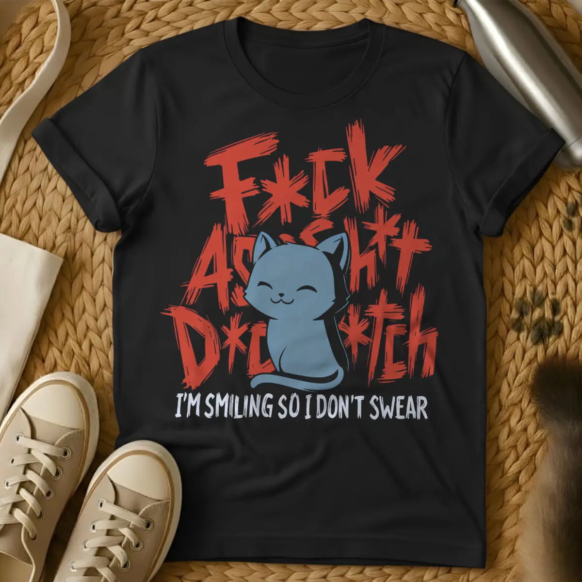 Smile T Shirt - Black Cat T-Shirt